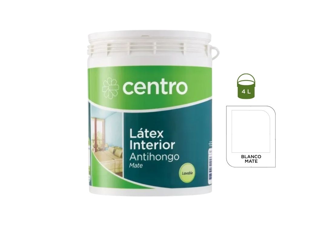 Latex Interior Antihongo Blanco Mate 4 L Centro Profesional