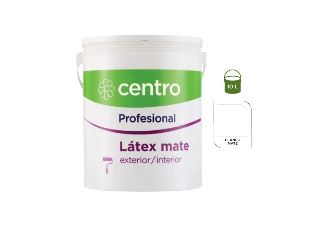 Latex Interior/Exterior Blanco Mate 10 L Centro Profesional